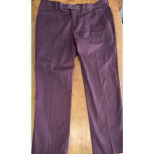 Paisley & Gray Pants Men 36x32 Maroon Slim Fit Flat Front Dress Trousers Classic